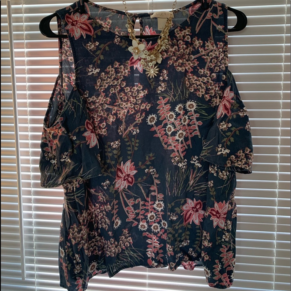 Pretty, Floral LOFT Outlet Cold-Shoulder Top